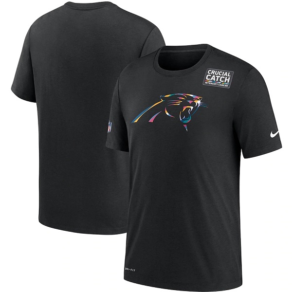 Men's Carolina Panthers 2020 Black Sideline Crucial Catch Performance T-Shirt